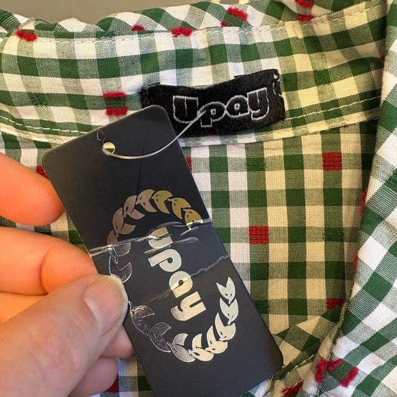 NWT Upay Preppy Green White Red Long Sleeve Country Club Dress women's Medium - Picture 5 of 8